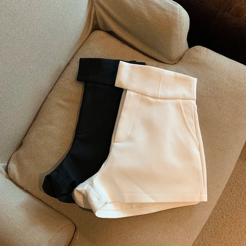 Women's Shorts Mooyufon Black Shorts Women Harajuku Elegance High Waisted Shorts A-Line Slim Casual Hot Girl Straight Pants Sexy