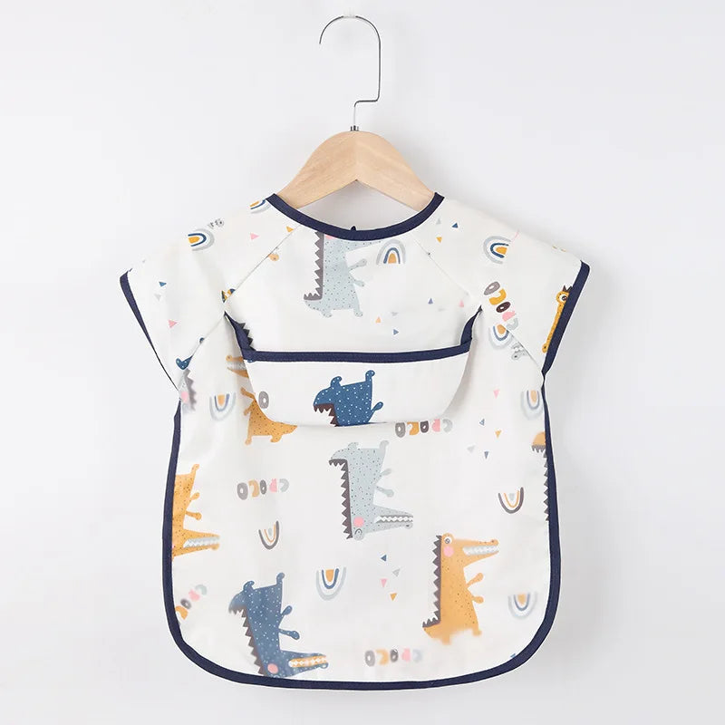 Baby Smock Bibs Waterproof Long Sleeve Eating Feeding Art Apron Newborn Toddler Burp Cloths Fit 0-3 Years Dropshipping