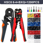 Self-Adjusting Wire Strippers and Crimper Tool,Hexagonal Self-Adjustable Ratchet Ferrule Crimping Tool Kit with Wire Terminals