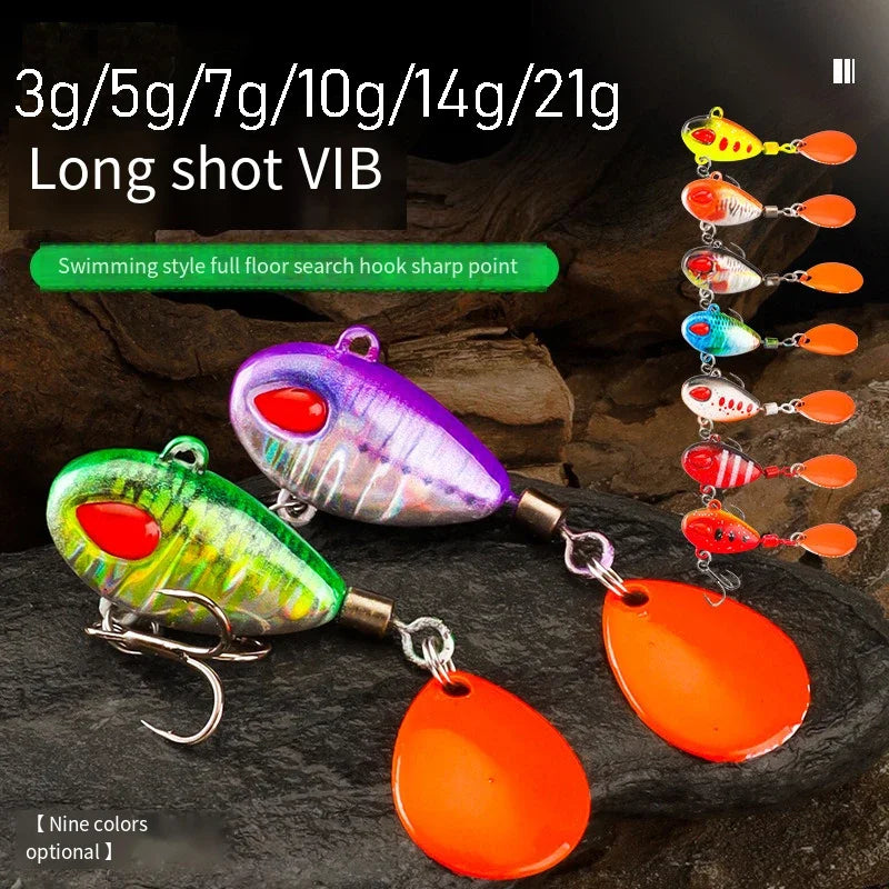 Spoon Spinner Bait Sinking Wobblers Baits Metal Jig VIB Lure Rotating Sequin Tail Lures Far Casting Fishing Baits for Sea Bass