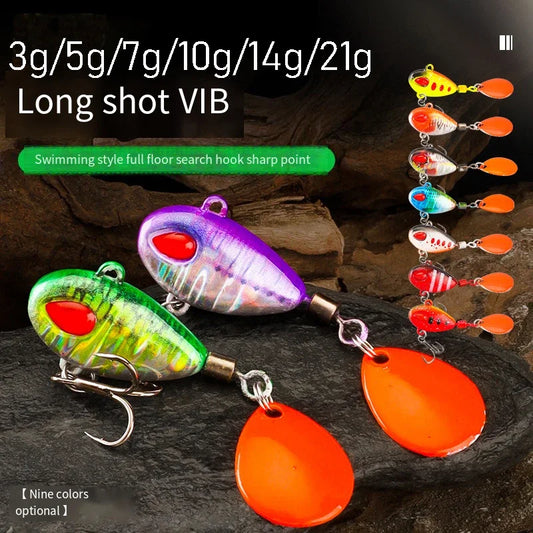 Spoon Spinner Bait Sinking Wobblers Baits Metal Jig VIB Lure Rotating Sequin Tail Lures Far Casting Fishing Baits for Sea Bass