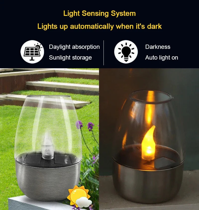 LED Solar Candles Light Flameless Rechargeable Night Light For Wedding Party Garden Decor, Outdoor Waterproof Solar Candles Lamp