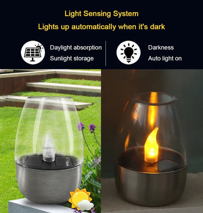 LED Solar Candles Light Flameless Rechargeable Night Light For Wedding Party Garden Decor, Outdoor Waterproof Solar Candles Lamp