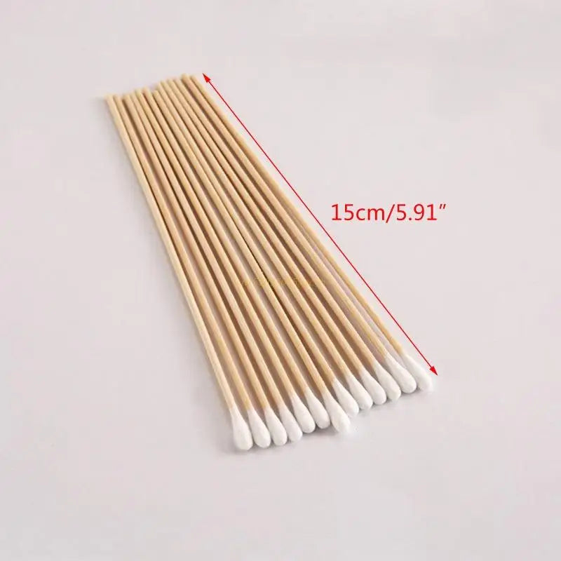 100/200Pcs, Swabs, 6'' Long Wood Handle Sturdy Cotton Applicator, Swab Q-tip, Natural Cotton Swabs