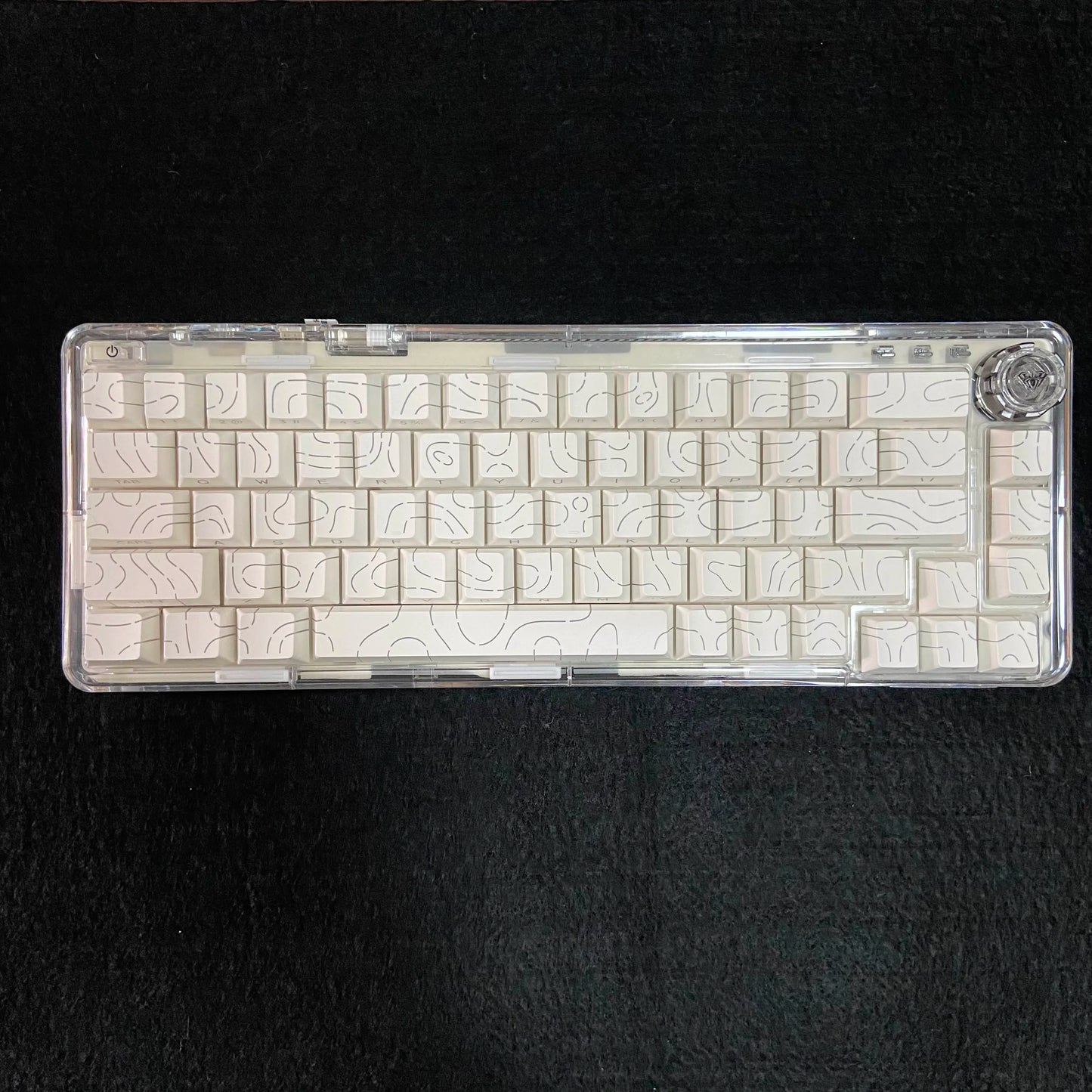 Contour Lines Translucent Keycaps Side Engraving Cherry Profile Black White Key Cap 60 70 80 90 100 Layout Mechanical Keyboard