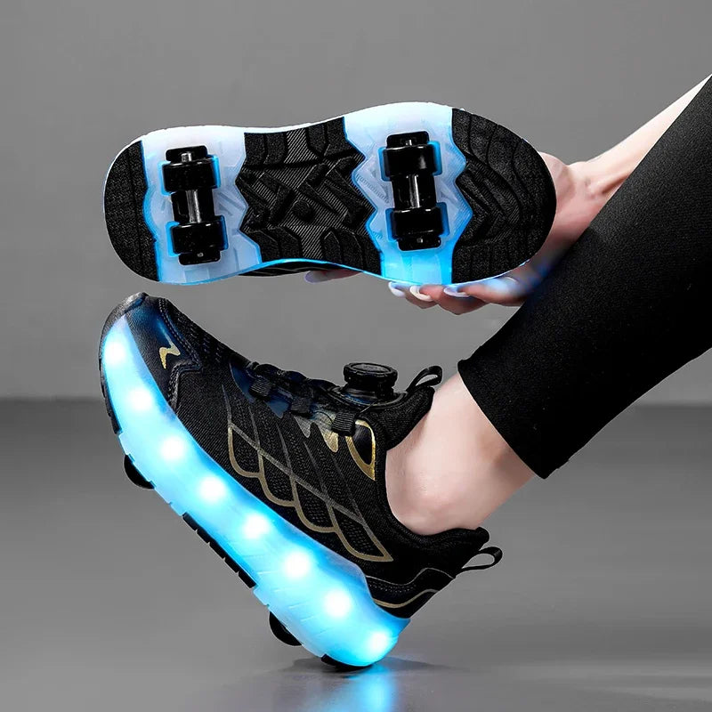 Children's and Teenage Roller Skates - Fashionable Upgraded Edition with Enhanced Stability - Detachable Dual-Use Sports Shoe