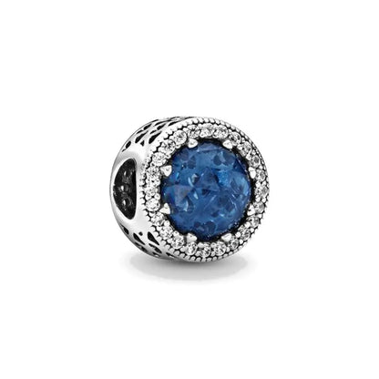 Blue Sparkling Zircon Star Moon Series Charms Beads Fit Original Bracelet Women DIY Pendant Accessories Jewelry 925 Silver Gifts