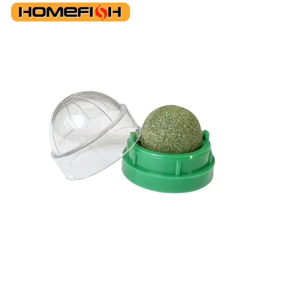 HOMEFISH Natural Catnip Cat Wall Stick-on Ball Toy, Scratchers, Treats, Healthy, Removes Hairballs to Promote Digestion, Cat Grass Snack