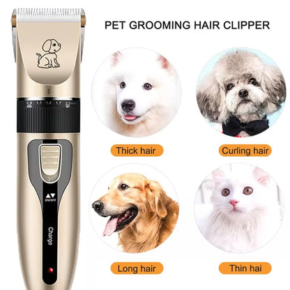 Electrical Pet Clipper Professional Grooming Kit Rechargeable Pet Hair Trimmer Shaver Set Animals Hair Cutting Machine Low-Noise