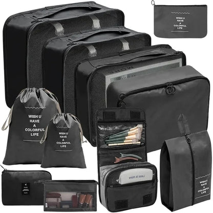11 PCS/Set Travel Storage Bag Clothes Organizer Bags Luggage Suitcase Organizer Waterproof Wash Bag Clothes Storage Ziplock Bag