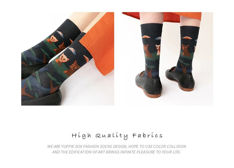 New cotton socks high-quality men's and women's British style casual Harajuku fashion novelty literary couple sexy socks