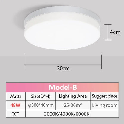 Ultra Thin LED Ceiling Lamp 48W 36W 24W 18W 9W 6W Modern Panel Light for Living Room Bedroom Natural Light Surface Mount Fixture