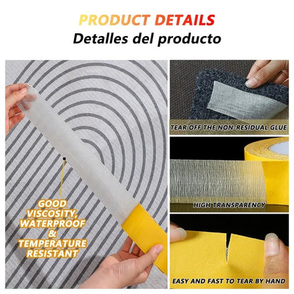 Super Thin Strong Fixation Double Sided Adhesive Tape Heavy Duty Translucent Mesh Waterproof Traceless Powerful Grid Carpet Tape