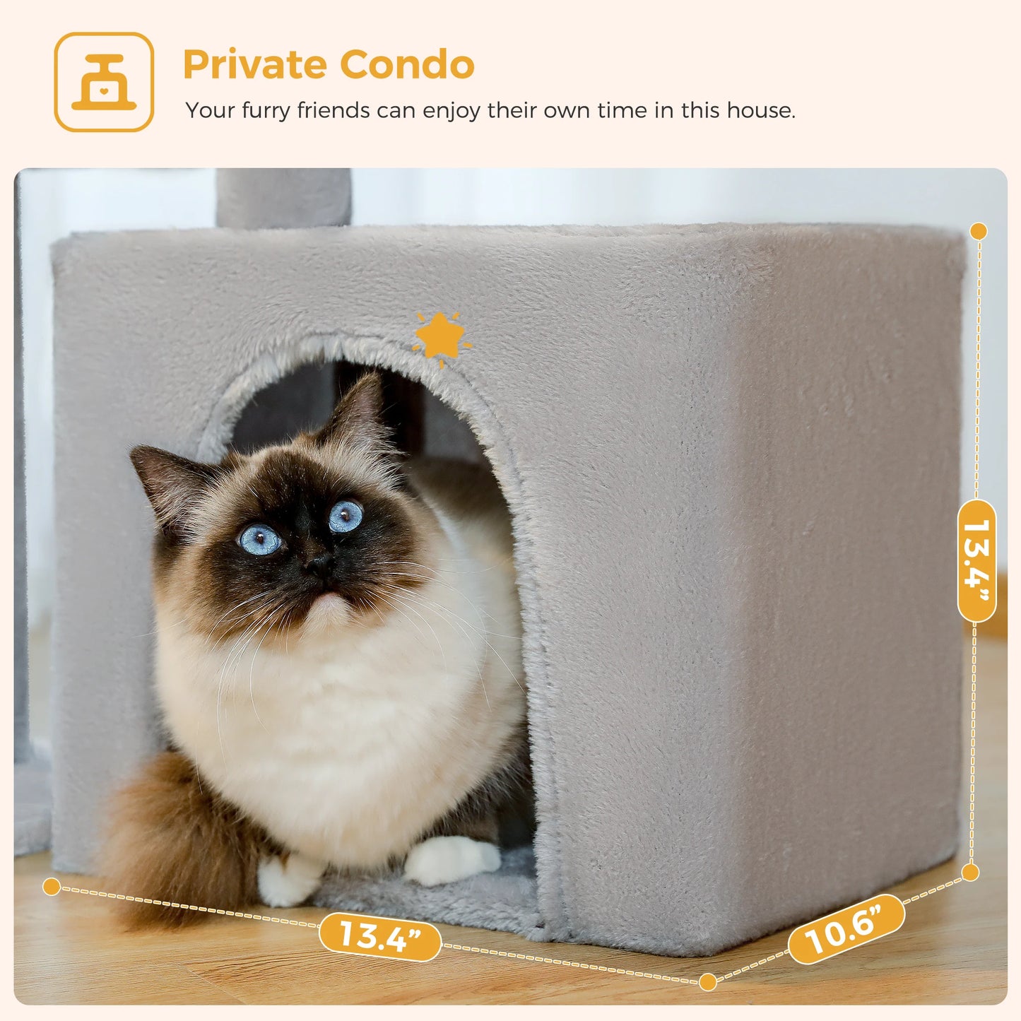 Cat tree, Cat Tower for Indoor Cats, 2 Styles Cat Activity Tree with Cat Scratching Posts, Big Hammock and Removable Top Perch Grey