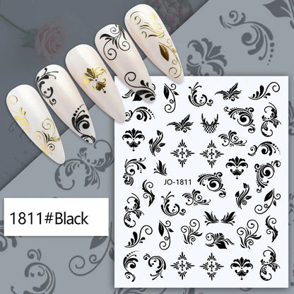 3d Nail Art Decals Tropical Palm Leaves Flowers Laces Faces Adhesive Sliders Nail Stickers Decoration For Nail Manicure