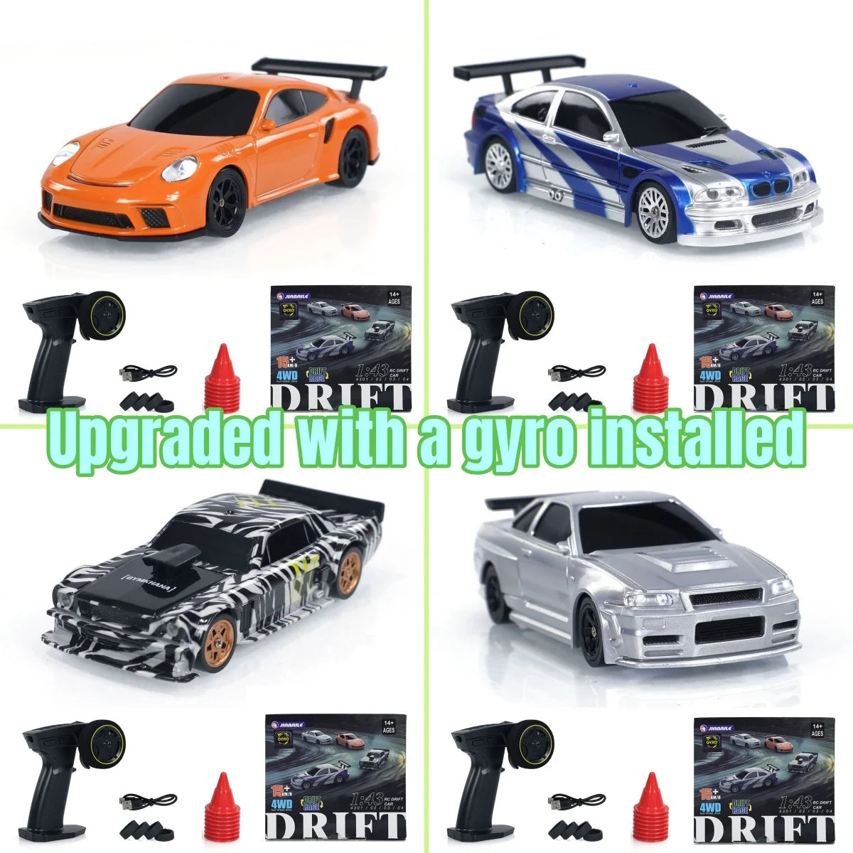 New RC Drift Car, Upgraded Gyro 1/43 Racing RTR 4WD Four-wheel Drive High Speed Radio Control Model 2.4g, Drift Race Car Mini Gift