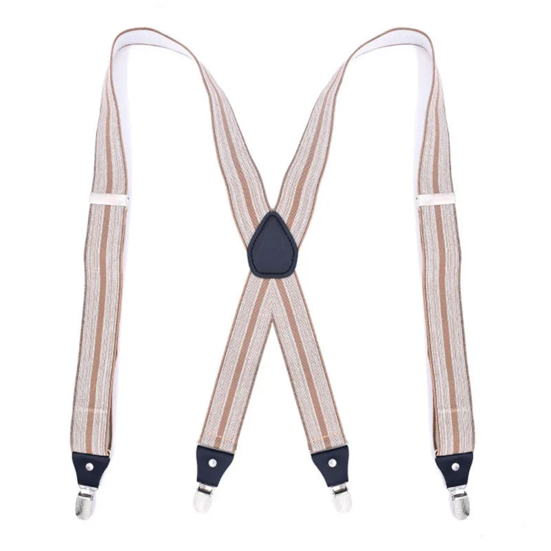 35/25/20mm Wide Men's Suspenders High Elastic Adjustable 4 Strong Clips Heavy Duty X-Back Trousers Braces