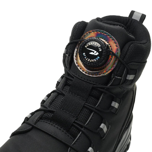Rotating Button Work Shoes for Men Anti Puncture Work Sneakers Waterproof Work Safety Shoes Non Slip Steel Toe Tactical Boots