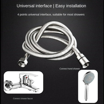 1.5/2M Black/Silver SUS 304 Flexible Shower Hose Long Bathroom Shower Pipe Extension Water Pipe Pull Pipe Bathroom Accessories