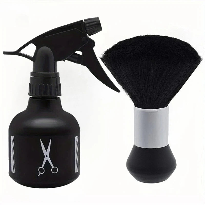 Professional Barber Kit Hairdresser Tool Set - Neck Duster, Water Spray Bottle, Cleaning Brush for Hair Styling Salon & Home Use