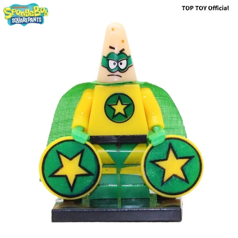 SpongeBob SquarePants Big Star Krabby Patty Burger King Anime People Cartoon Anime Small Particle People Assembly Toy Model Gift