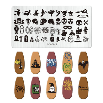 RJ Halloween Nail Stamping Plates, Beautiful zombie Festival Pattern Nail Art Image Plates, Stainless Steel Nail Art Plate Stencil