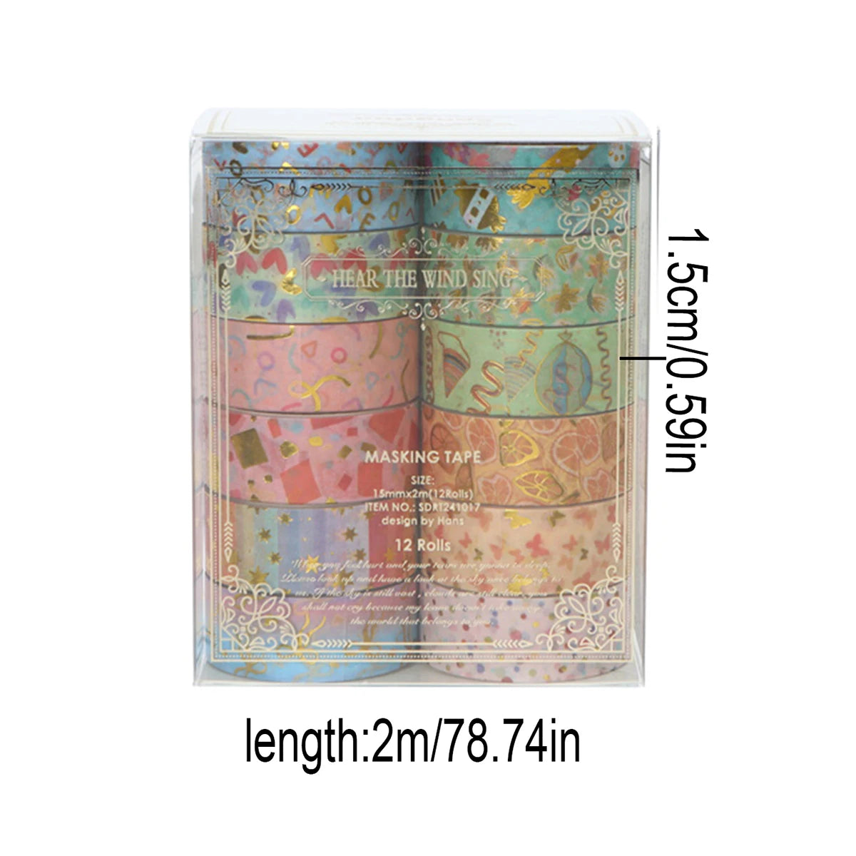Creative Floral Hot Foil Washi Tape Set, 12 Rolls Decorative Masking Tape for Scrapbooking, Journaling, DIY Gift Supplies