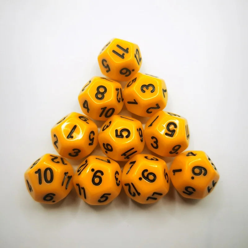 D12 12 Faces DND Dice Transparent Acrylic 12 Side Dice Set Polyhedral TRPG, Mtg, Rpg, Dice for DND or COC Game, 10PCs per Set