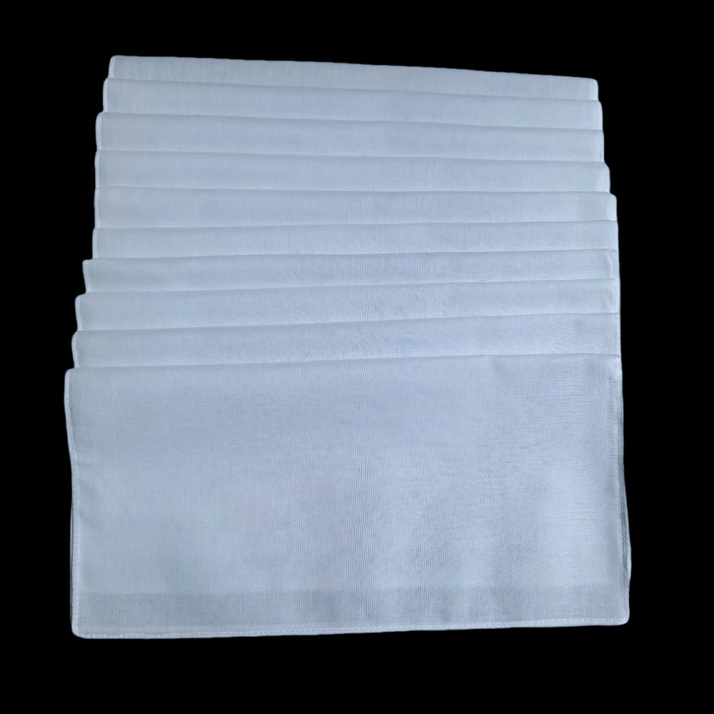 10pcs, 100% Cotton White Handkerchiefs Square, Super Soft Washable Hanky, Chest Towel, Pocket Square Hanky, DIY Accessories, 28x28cm