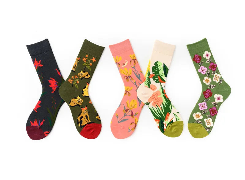 New cotton socks high-quality men's and women's British style casual Harajuku fashion novelty literary couple sexy socks