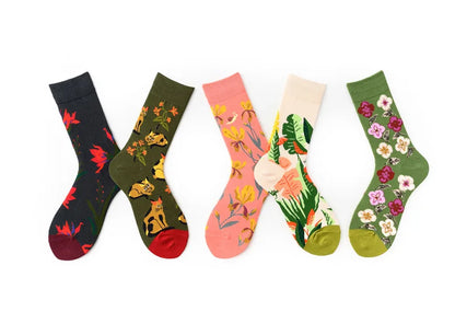 New cotton socks high-quality men's and women's British style casual Harajuku fashion novelty literary couple sexy socks
