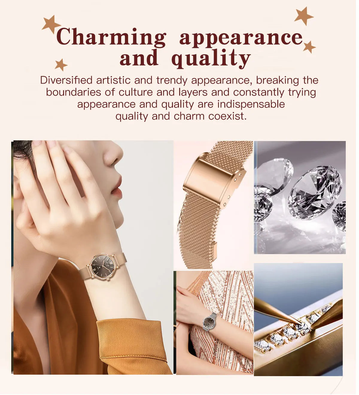 Luxury Women's Smartwatches Diamond Dial Fashion Smart Watch Heart Rate Monitor Sleep Tracking IP67 Waterproof For Android & IOS
