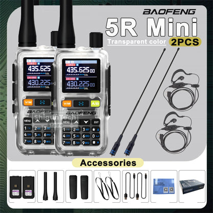 Baofeng UV 5R Mini Walkie Talkie Banda Aérea UHF/VHF Doble Vigilancia Doble PTT Programación Bluetooth Tipo-C Camping Radioaficionado Actualización 5R