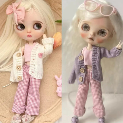Fashion 1/6 Blythe Doll Clothes Sweater Set Barbir Doll Replace Clothes Ob24 Doll Outfit Accessories No Socks