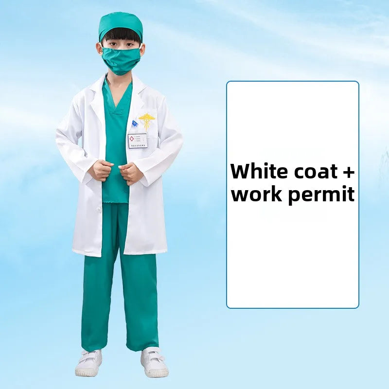 Children's, Men's, and Women's Retro Dance Clothes, Children's White Lab Coat, and Small Doctor's Surgical Clothes. Cosplay Costumes