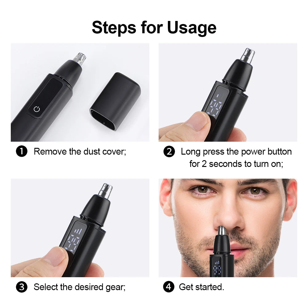 Electric Nose Hair Trimmer For Men Women, High Speed Motor Hair Remover, Lips Eyebrows Razor R Type Cutter Head Trimmer for Nose