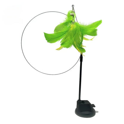 Interactive Cat Toy Hands-Free Cat Stick Playing Kitten Playing Teaser Wand Toy Suction Cup Bird/Feather Cat Wand Pet Supplies