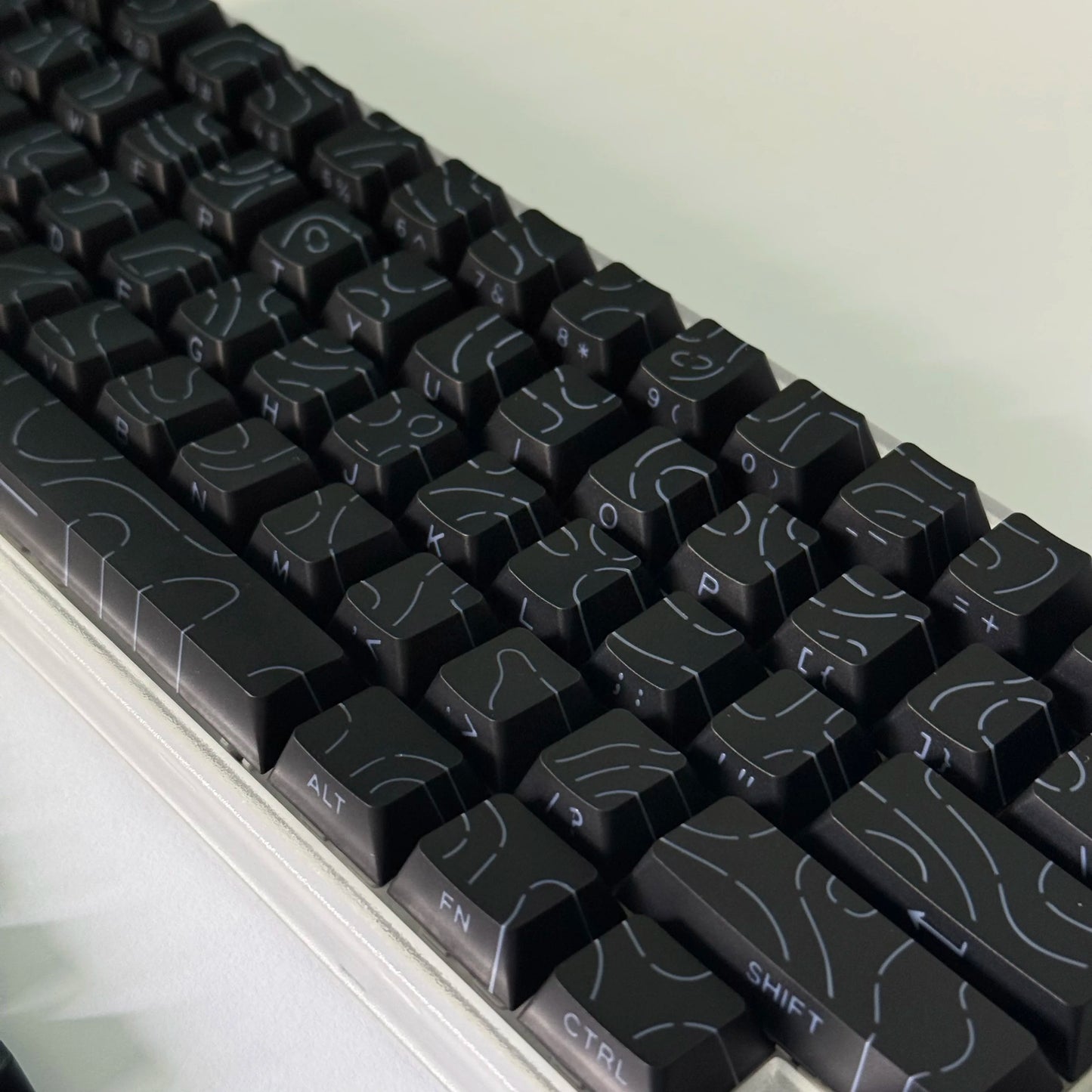Contour Lines Translucent Keycaps Side Engraving Cherry Profile Black White Key Cap 60 70 80 90 100 Layout Mechanical Keyboard