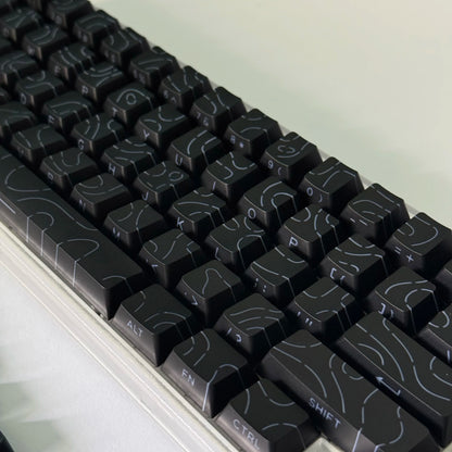 Contour Lines Translucent Keycaps Side Engraving Cherry Profile Black White Key Cap 60 70 80 90 100 Layout Mechanical Keyboard