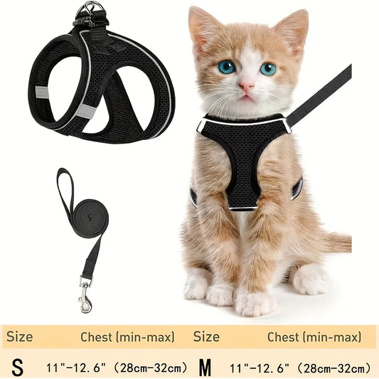 Dog Harness and Leash Set for Walking, Escape-Proof Vest Harness with Soft Mesh, Adjustable Straps, Reflective Strips, Suitable for Kittens and Puppies