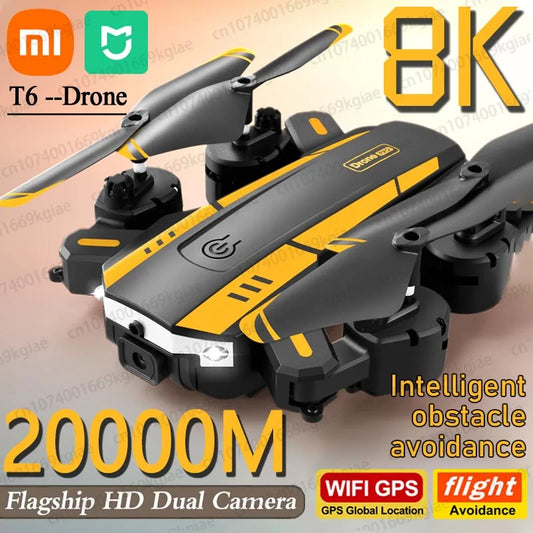 Lenovo T6 Drone 8K Profesional 4K HD GPS Dual Camera Obstacle Avoidance Aerial Photography Optical Flow Foldable Quadcopter 20KM