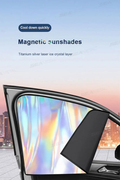 SEAMETAL Magnet Car Side Window Curtain Summer Cooling Car Sunshades UV Protector for Front/Back Window Car Styling Accessories