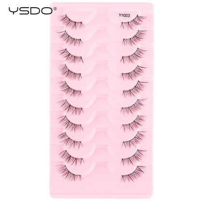 YSDO 5/10 Pairs Half Lashes Cat Eyelashes Soft Natural Clear Band False Lashes Natural Wispy Faux 3d Mink Eyelashes Makeup Tools
