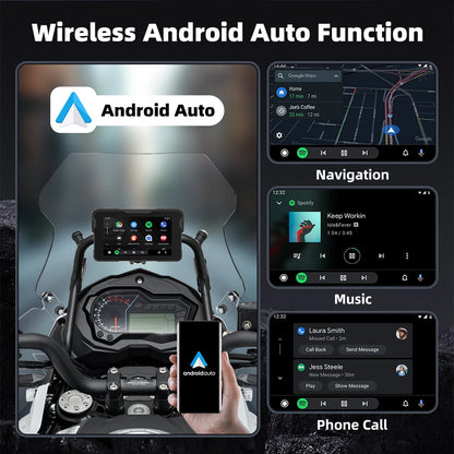 EKIY 5 inch GPS Navigation Motorcycle Wireless Carplay Android Auto IPX67 Waterproof Portable Screen BT Moto Motorbike Monitor