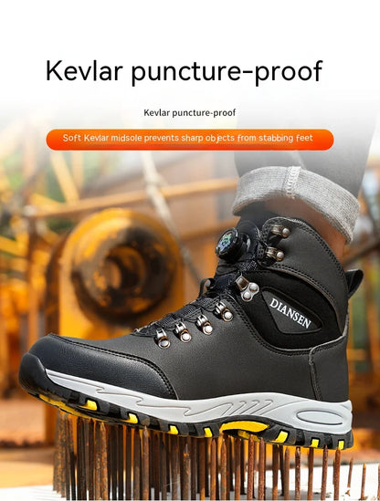 Rotating Button Safety Shoes, Men Work Sneakers, Indestructible Shoes, Puncture-Proof Protective Shoes, Work Boots, Tactical Boots