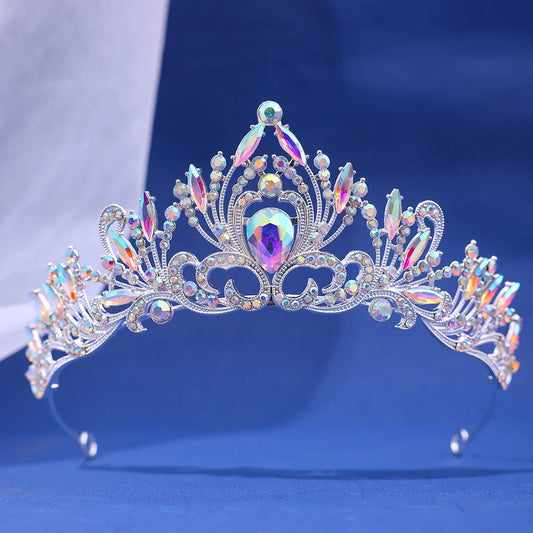 Multicolor Crystal Crown Hair Accessories Tiara For Women, Party Colorful Rhinestone, Bridal Crown, Party Hair Jewelry Gift