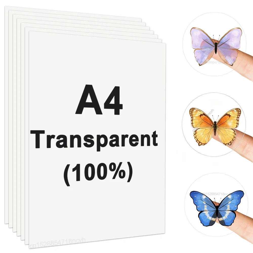 100% Transparent Printable Vinyl Sticker Paper A4 Vinyl Printing Paper for Inkjet Printer DIY Label Sticker Self Adhesive Paper