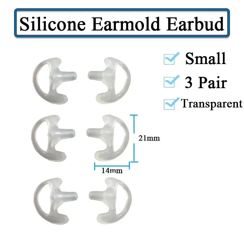 3-Pair Ear Mold Earbud Replacement Soft Silicone Earmould Earplug S/M/L Size for Walkie Talkie Radio Acoustic Earpieces Headsets