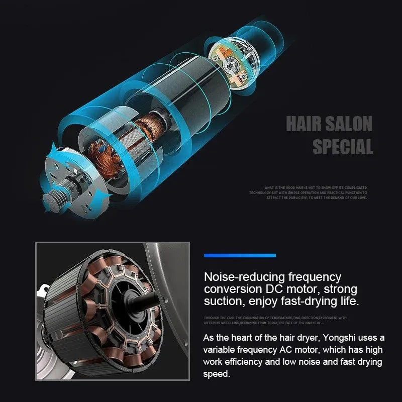 High-Power Ionic Hair Dryer, Fast Heating and Hot/Cold 9 Gears Adjustment Home Professional Hair dryer, Blow Dryer with Accessories