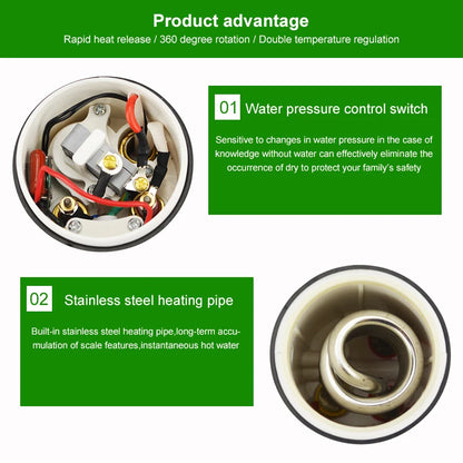 Electric Kitchen Water Heater Tap, Instant Hot Water Faucet Heater, Cold Heating Faucet, Tankless Instantaneous Water Heater, ATWFS